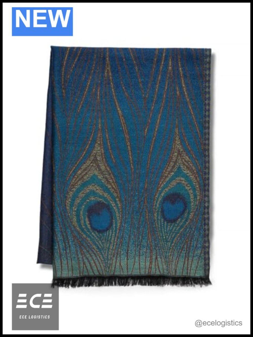 Wool Silk Viscose Peacock Feather Shawl Wrap 79x28 Museum Art